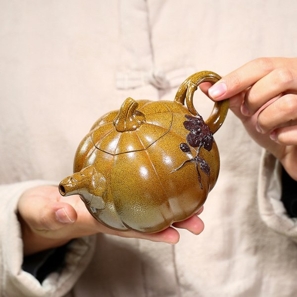 Yixing Teapot Master Handgjord Pumpkin Purple Clay Waterkokare