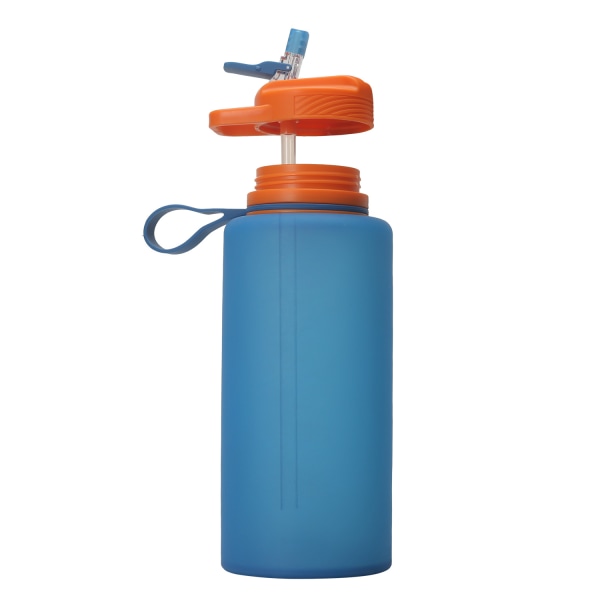 2,2L silikonfällbar vattenflaska med sugrör, utomhus Blue 2.2L