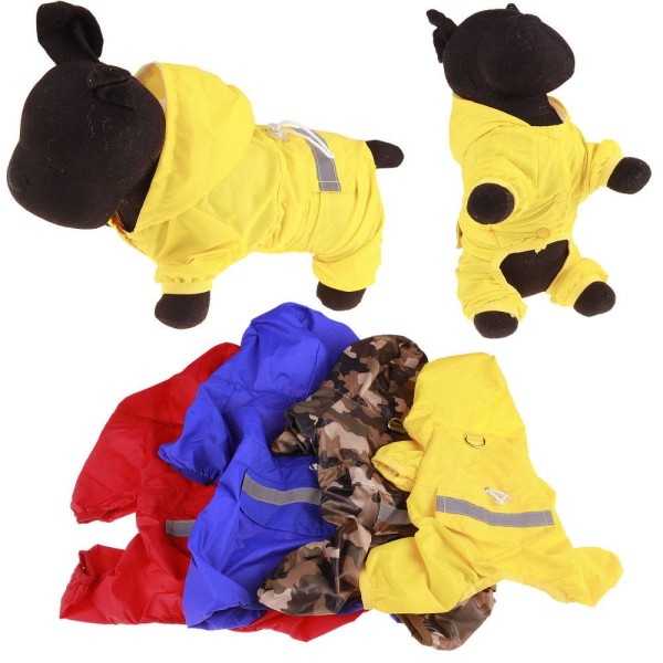 Pet Dog Regnjacka, Fyrbent Huva Reflekterande Varning Red L