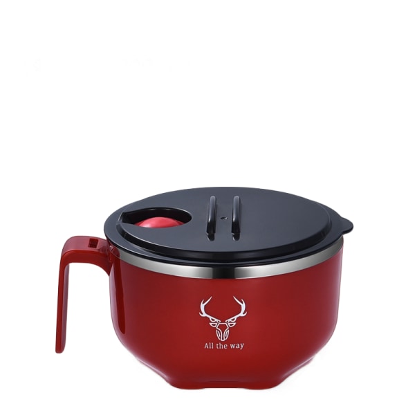 2st 304 instant nudelkopp i rostfritt stål, student Red 1000ml