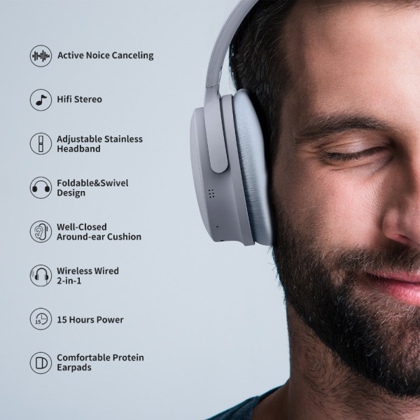 Bluetooth -hörlurar Trådlösa hörlurar Active Noise