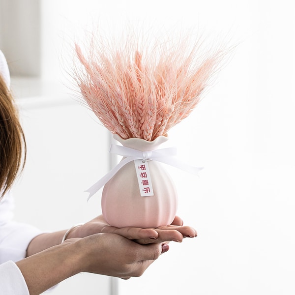 Vardagsrum Desktop Torkad Blomma Keramik Vas, Hem Blomma Pink