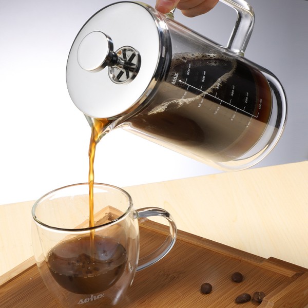 Dubbellager fransk presskanna Handbryggande kaffefilter