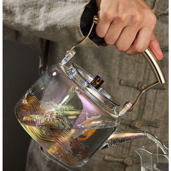 Målat glas Tekanna Vattenkokare Färgat Transparent Tjockt Glas