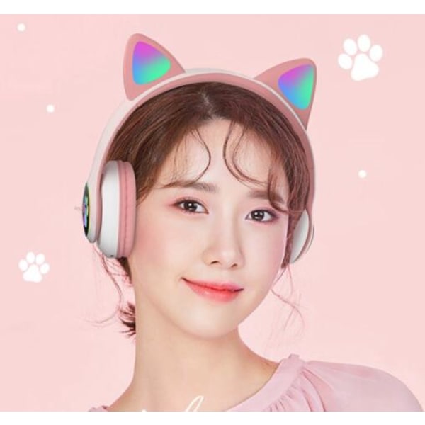 Hörlurar Bluetooth blixtljus Cute Cat Ears Gaming Headset