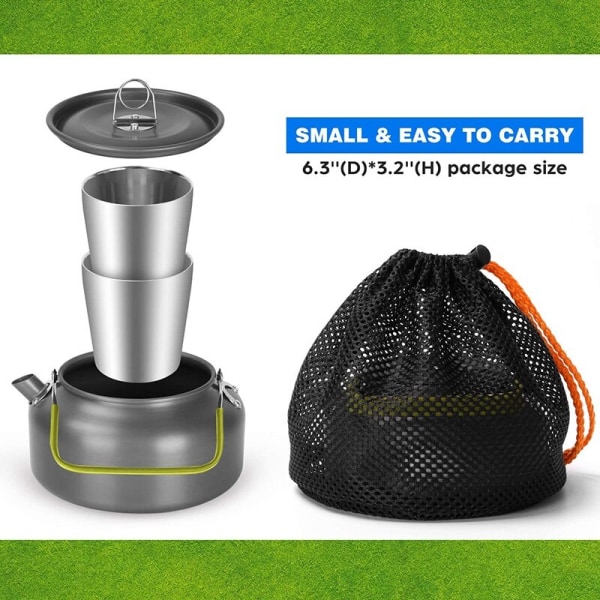 1,2L Camping Vattenkokare Set med 2 koppar Camping Te Set Kaffe