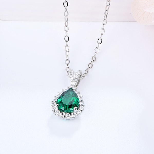 Sterling Silver Emerald Skapad Moissanite Diamonds Ädelsten