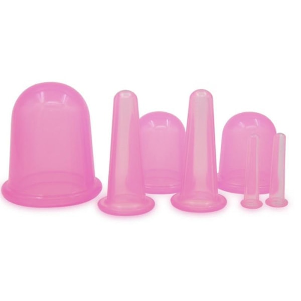 7 st/ set Silikon Anti Cellulite Cup Vakuum (Rosa)