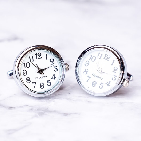 1 par Quartz Clock Manschettknappar för franska manschetter, miljövänliga