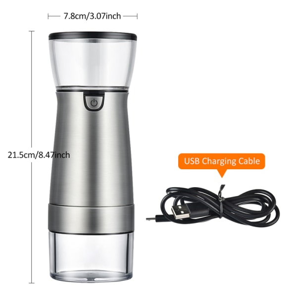 1st 8*21,5cm rostfritt stål USB portabelt elektriskt kaffe
