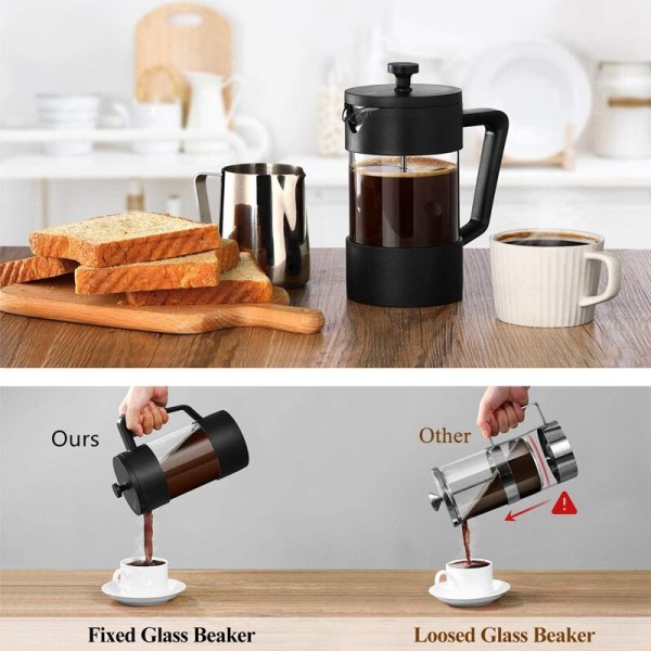 French Press kaffe- och tebryggare 12 Oz, förtjockat borosilikat