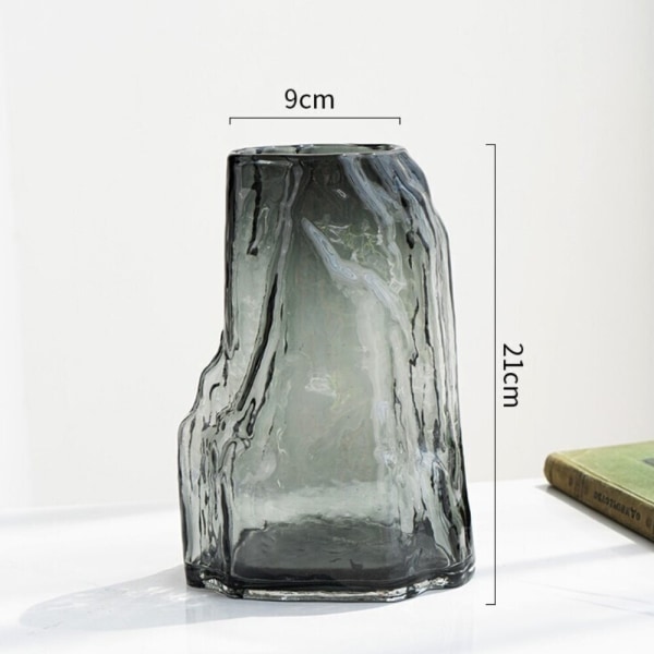 Creative Rockery Glas Vas, Transparent Enkel Vas, Living Grey