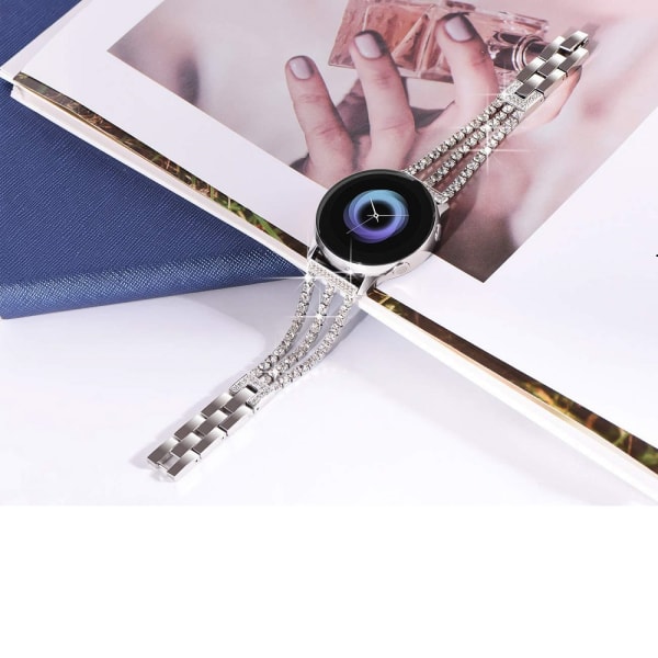 20 mm/22 mm rem för Samsung Galaxy Watch Tre diamantkedjor Black 20mm