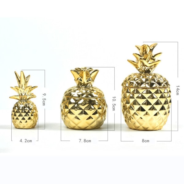 3st keramisk ananas förvaringsbehållare för ljusförvaring