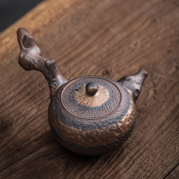 Japansk keramik antik dött trä sidohandtag tekanna