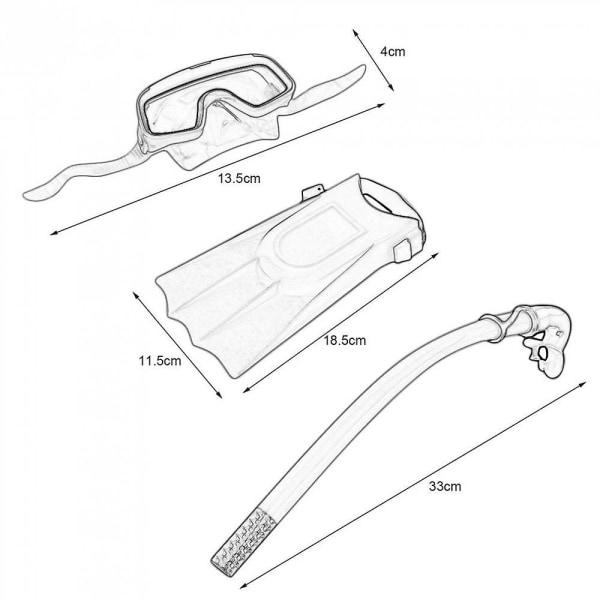 Snorkling Dykmask Andningsrör Långa fenor Flippers