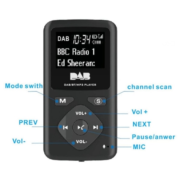 DAB/DAB Digital Radio Bluetooth Personal Pocket FM Mini