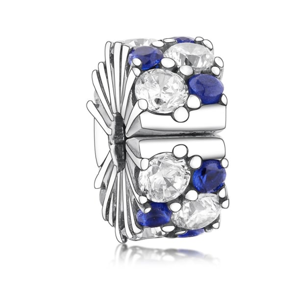 925 Sterling Silver Clear & Blue Sparkling Clip Charm
