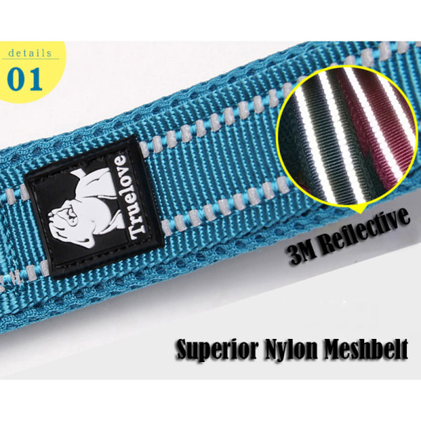 200 cm Blå Mjukt Mesh Nylon Hundkoppel Reflekterande Säkerhet