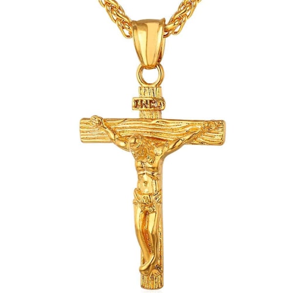 U7 Crucifix Halsband-Guld