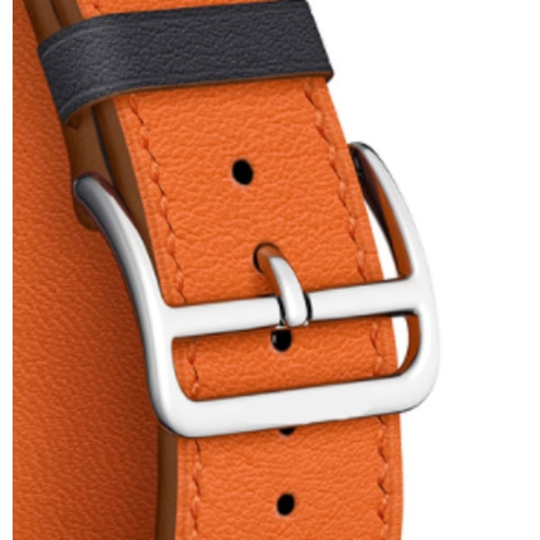 Herm-logotyp äkta läderrem för Apple Watch Double Tour