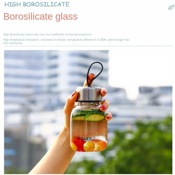 Creative Simple Glass, Portable Hand Cup, Transparent Glas Red 360ml