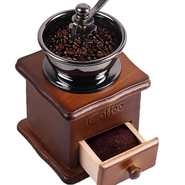 Trä handgjorda kaffebönor slipning manuell kvarn maskin