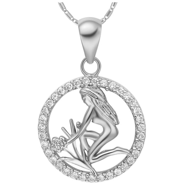 (Jungfrun) Crystal Silver 18K pläterad 12 Zodiac halsband