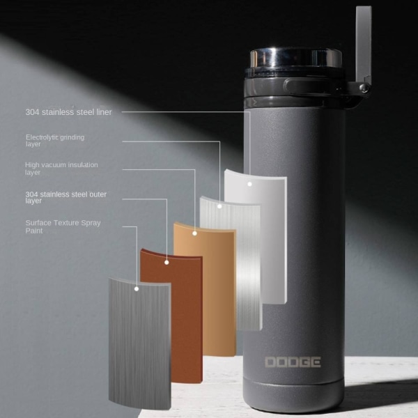 480 ml Sports Thermos Cup, 304 sportvatten i rostfritt stål Grey