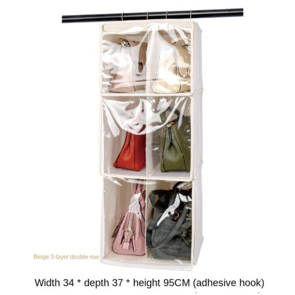 Dubbelrad hängande garderob i tre lager, stängd väskaförvaring White Double row three layers
