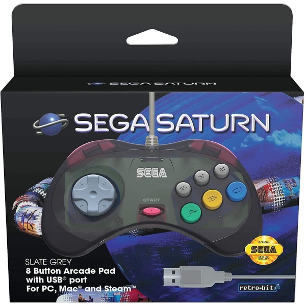 Officiell SEGA Saturn USB Control Pad för PC, Mac, Steam,