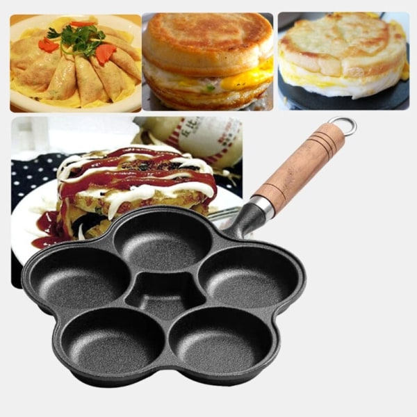 6 Hål Omelett Pan För Burger Ägg Skinka Pancake Maker Fritering
