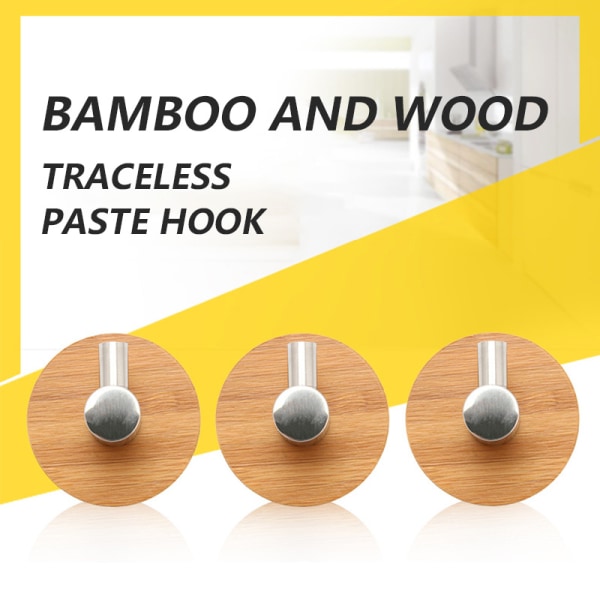 1 st nyckelhållare Vägg Bambu Krok Kläder Display Rack Krok