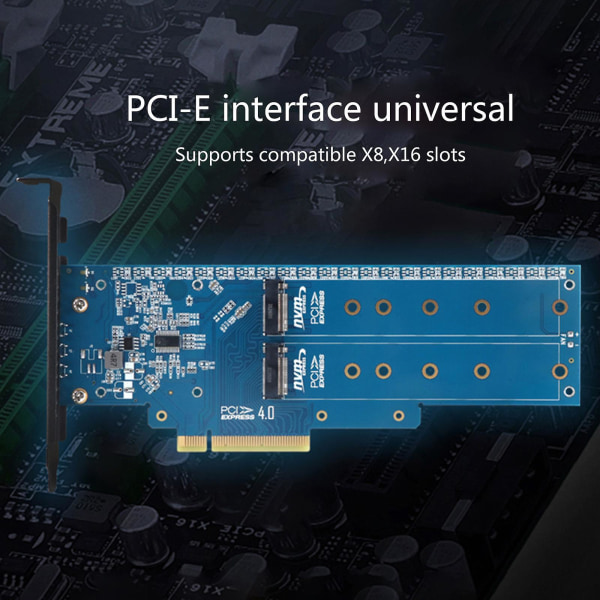 Dual Port M.2 till Pci-e X8 Riser Card Hårddisk Ssd