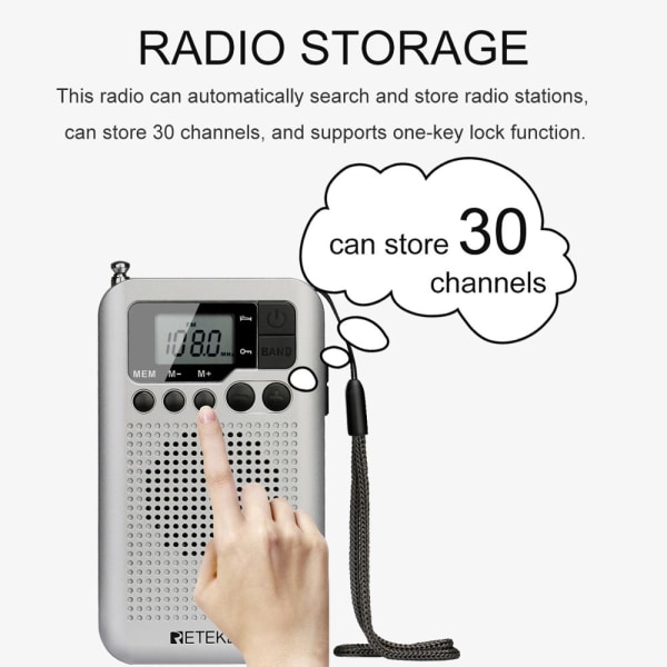 Bärbar FM AM-radio med LCD-skärm Digital Tuning-högtalare