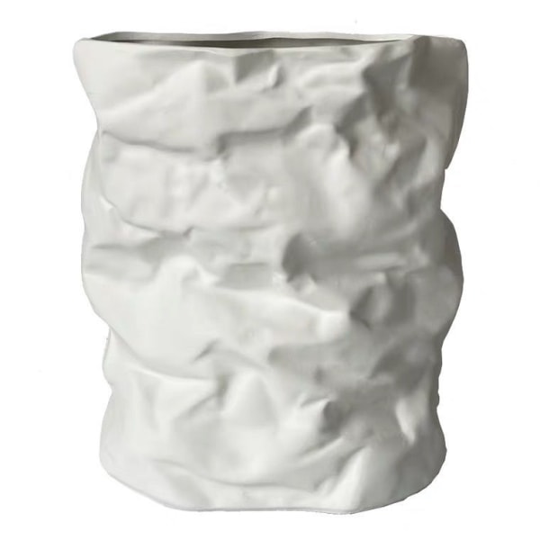 Simple Art Plisserad vas, Tygpåse Typ Enkel Keramikvas Ivory 0.32