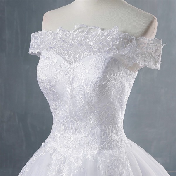 S White Ivory Off The Shoulder Bröllopsklänningar för brudar