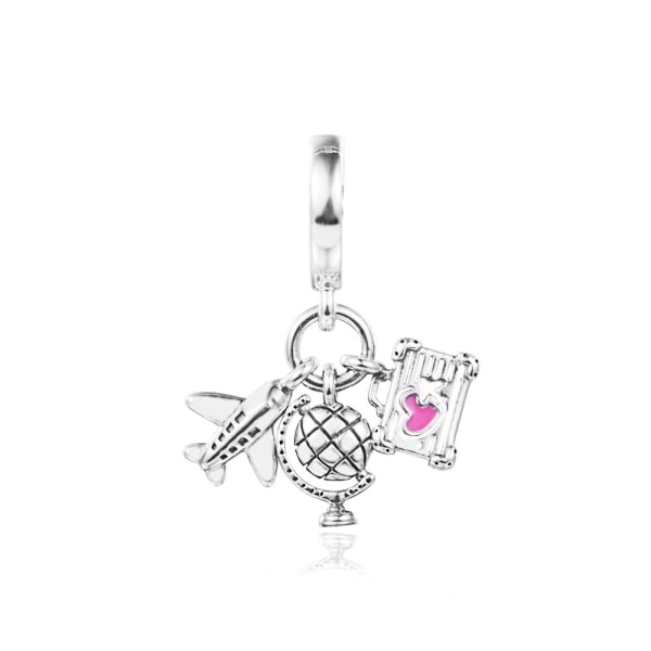 Armband Flygplansglob & resväska Dangle Charm 925