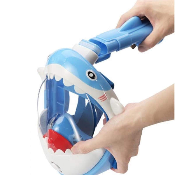 Tecknad vikbar helmask för snorkelmask för barn (hajblå)