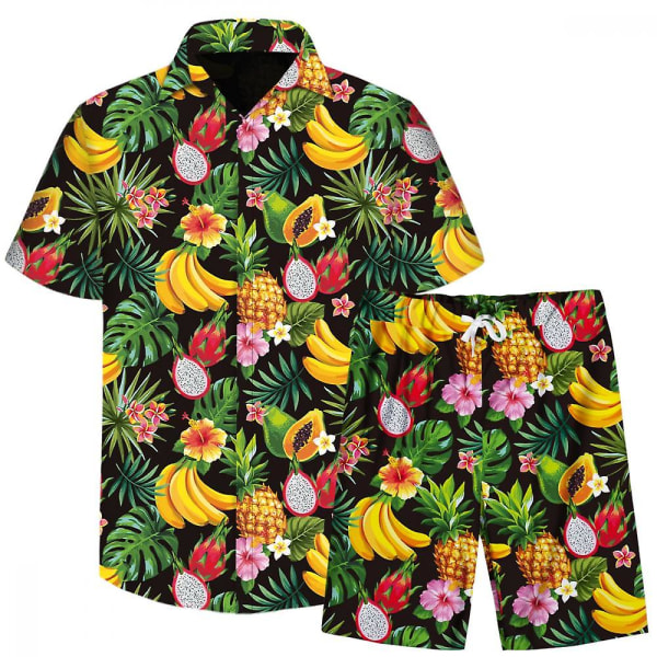 Herr tvådelad 3d-skjorta set tropisk frukt mönster för