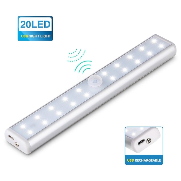 Lampa Garderob Nattlampa 20 LEDs Rörlampa Uppladdningsbar USB