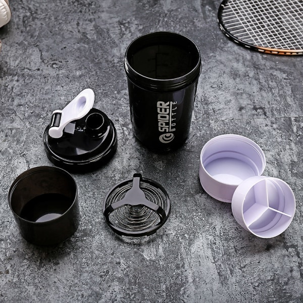 500ML Shaker Cup, Food Grade Tre-lager Shaker Cup med Purple 50ML