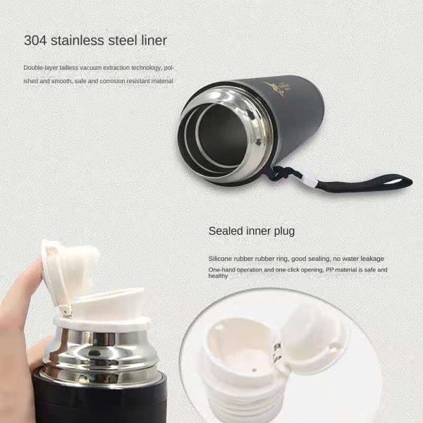 500 ml Bullet Thermos Cup, Portable Cup, 24 Hours 304 Black 500ML