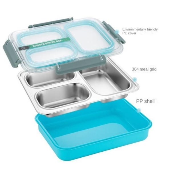 Rostfritt stål Lunchbox med stor kapacitet, förseglad spillsäker Green Spill proof 3 compartments 1.2L