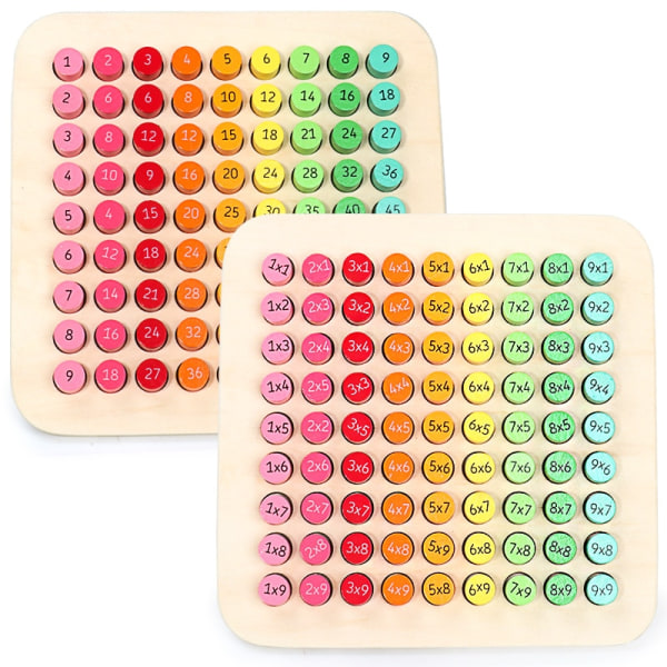 Montessori matteleksaker Trä 9*9 Multiplikationstavla Färgglad