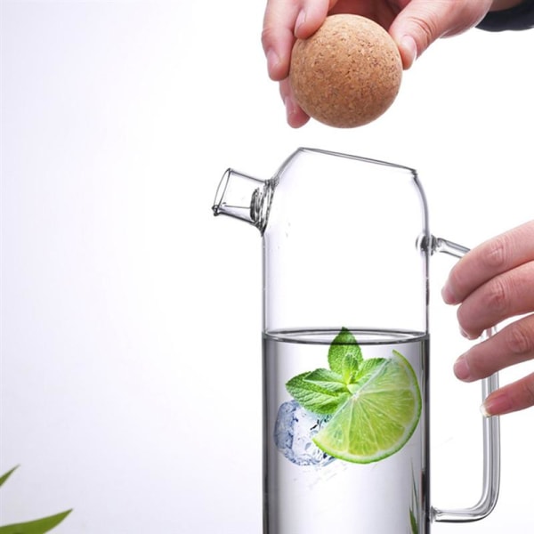 1 st Kork Glas Te Vattenkokare Tjock Glas Tekanna Juice Burk Te