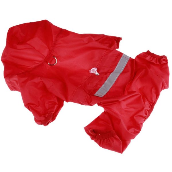 Pet Dog Regnjacka, Fyrbent Huva Reflekterande Varning Red M
