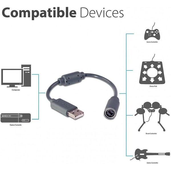 2st trådbunden handkontroll USB Breakaway-kabel för Microsoft Xbox