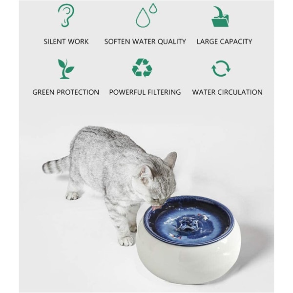 Elektrisk keramik dricksvattenfontän för katter för hundar