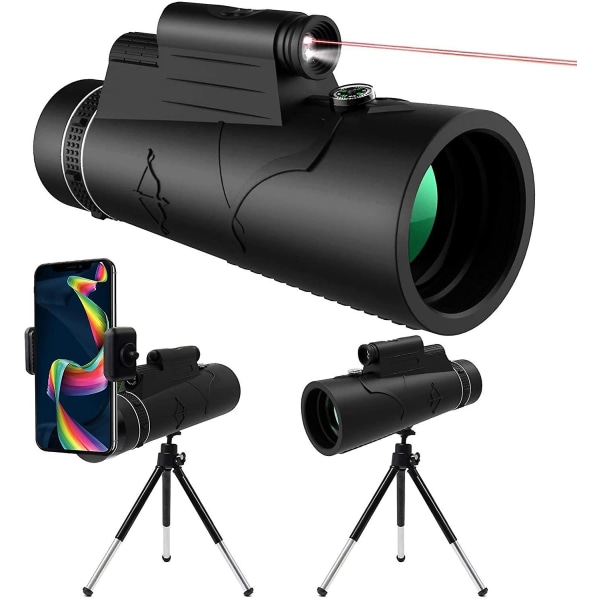 12x50 HD monokulärt teleskop med mörkerseende LED Röd ficklampa 67be |  Fyndiq
